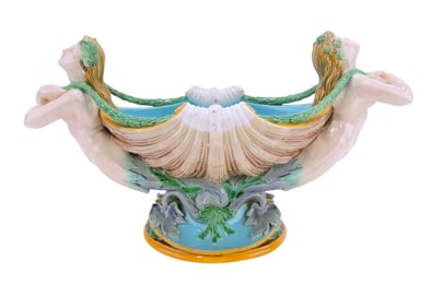 Minton majolica shell form mermaid