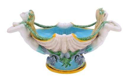 Minton majolica shell form mermaid