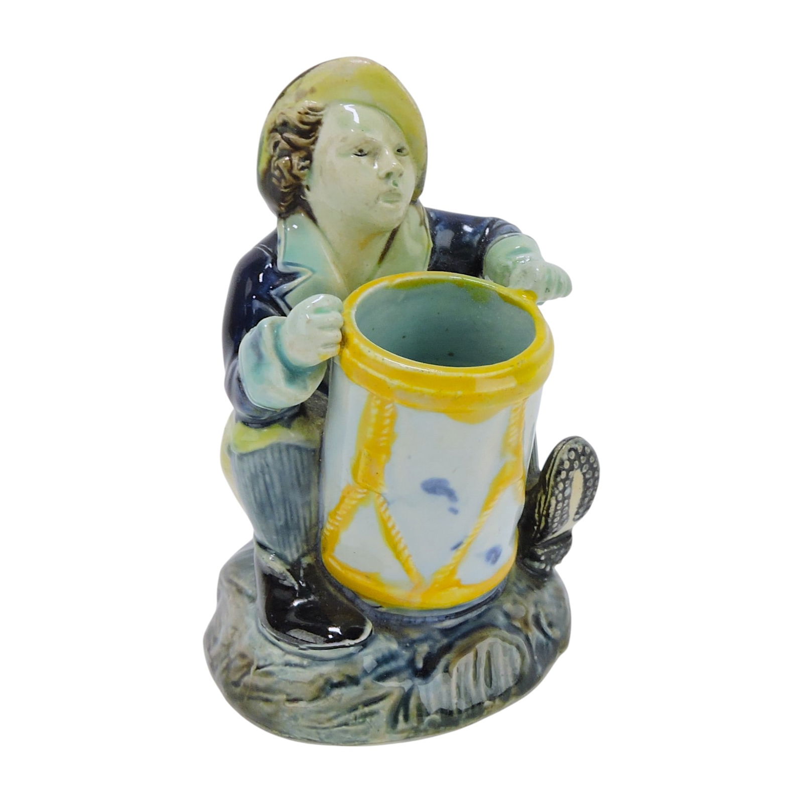 Holdcroft majolica drummer boy: toothpick holder, 3 3/4"