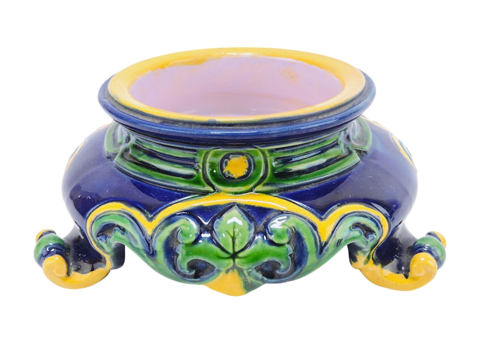 Minton majolica cobalt master: table salt, 7"w, 2 3/4"h