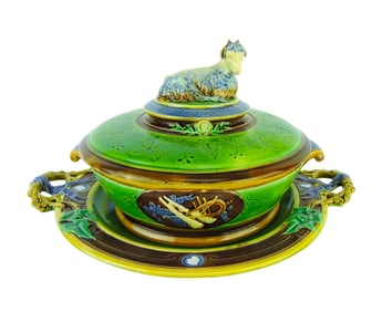 Rare Minton majolica butter dish
