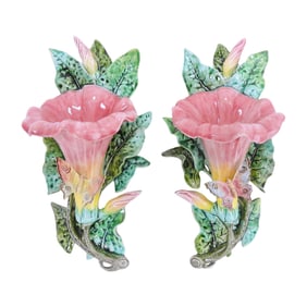 Fives Lille majolica pair of butterfly and