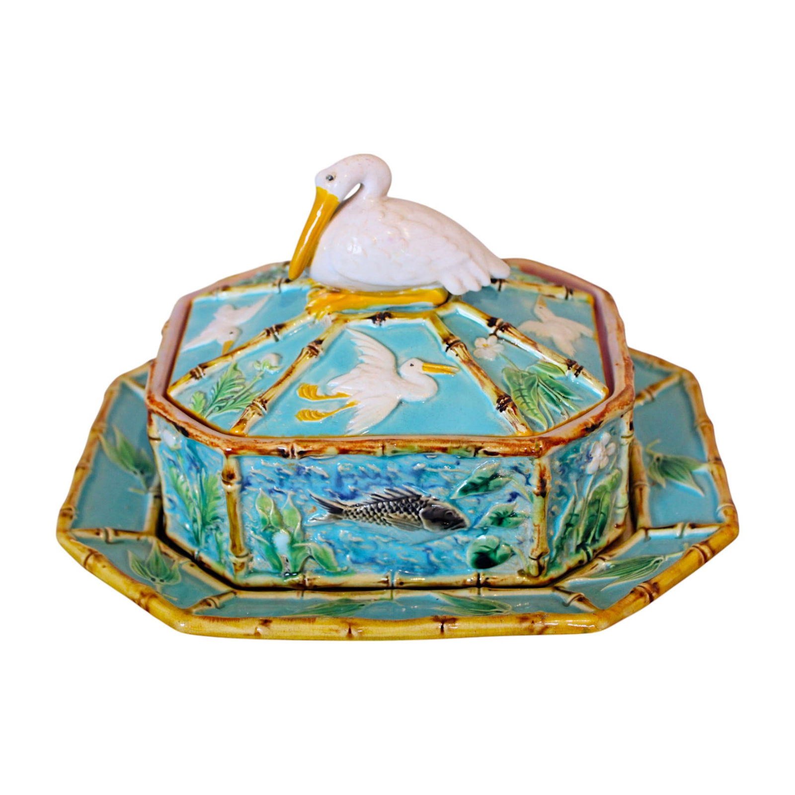 George Jones majolica pelican (1 of 4)