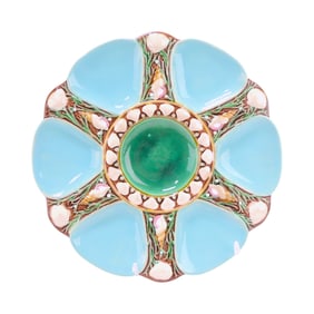 Minton majolica turquoise 6 well