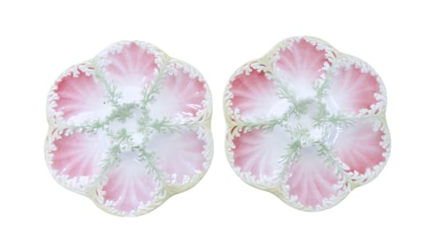 A pair of St. Clement majolica 6 well