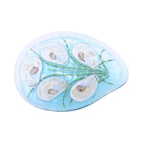 RARE Moser aqua glass shell shaped