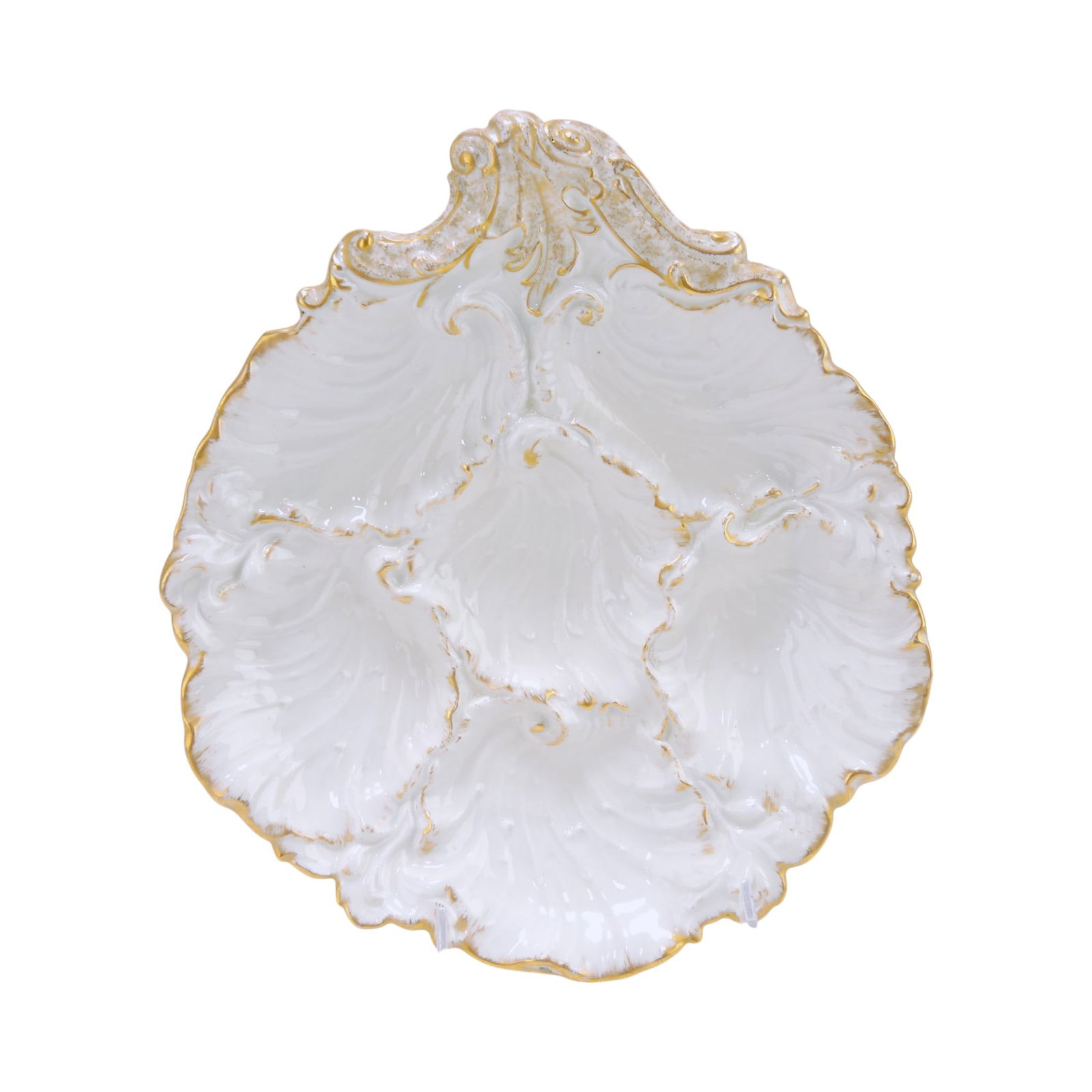 Limoges porcelain 6 well oyster: plate, 10 1/2", minor nick to foot rim