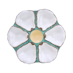 Porcelain 6 well oyster plate, 9 1/4"