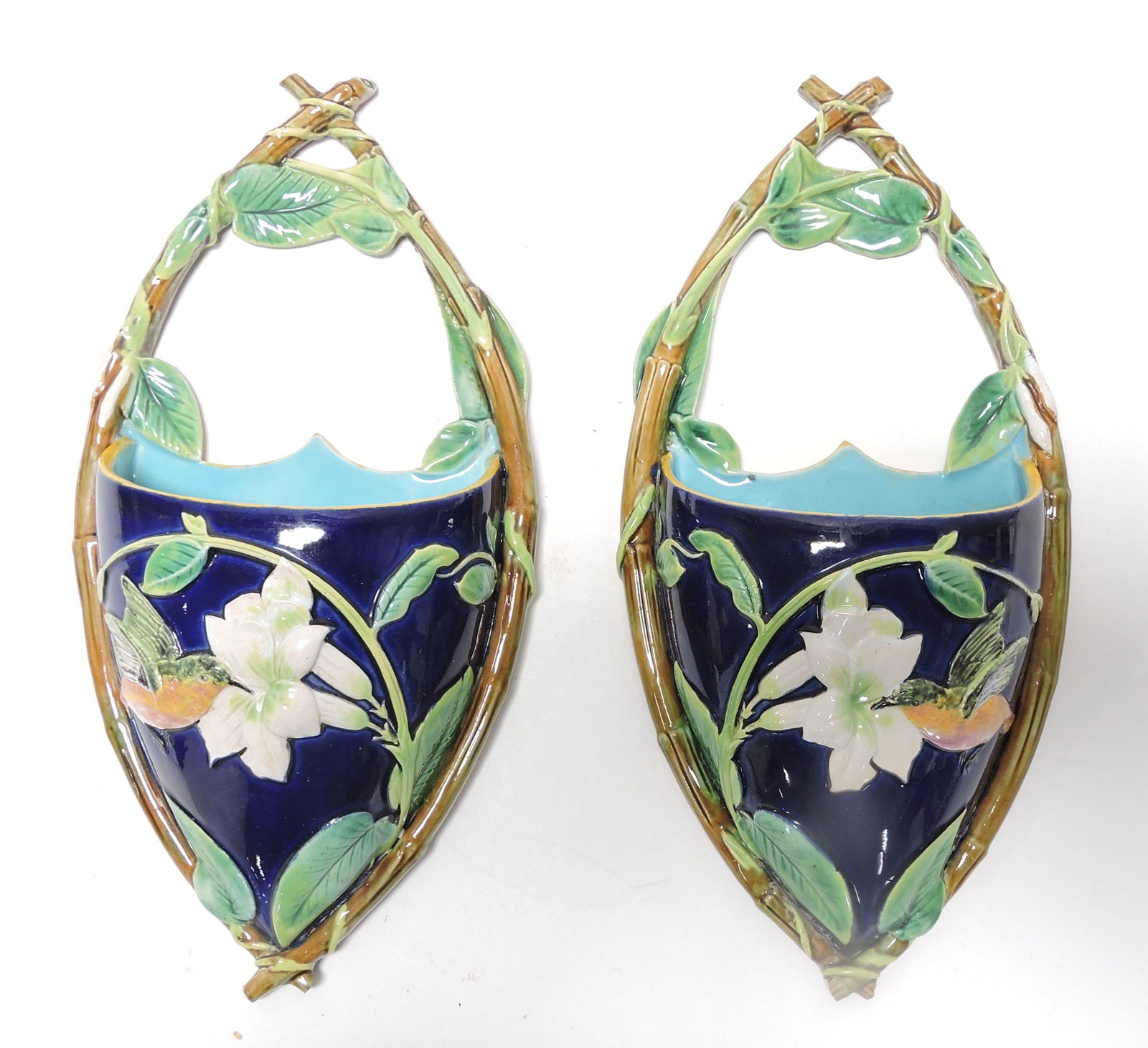 George Jones majolica pair of hummingbird (1 of 4)