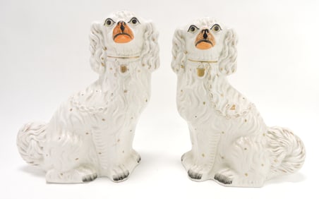 Staffordshire pair of white spaniels