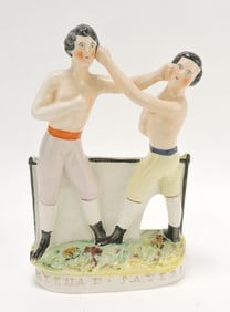 Titled Staffordshire boxing figure of