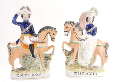 Rare pair of titled Staffordshire figures of