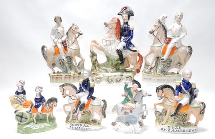 Staffordshire lot of 7 equestrian figures to include: