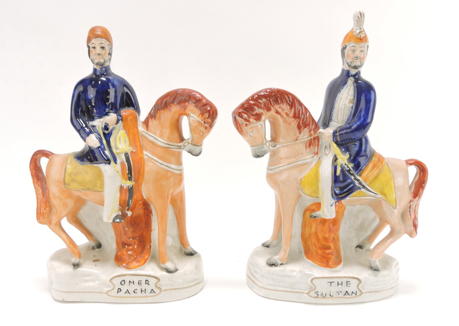 Pair of titled Staffordshire figures of Omer Pacha and: and The Sultan, C. 1854, 11
