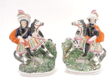 Pair of Staffordshire Royalty equestrian figures,