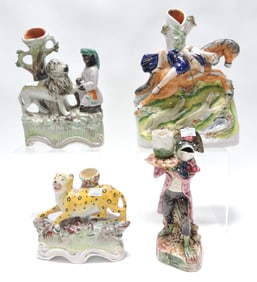 Three Staffordshire figures to include a rare figure of