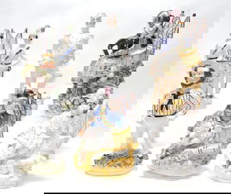 Six Staffordshire figures including