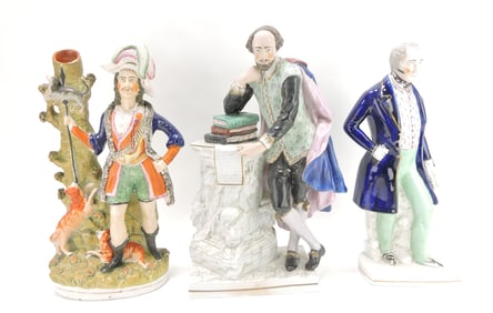 Three Staffordshire figures including