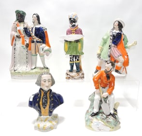 Three mid-Victorian period Staffordshire figures to include