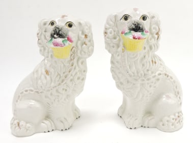 Staffordshire pair of flower basket