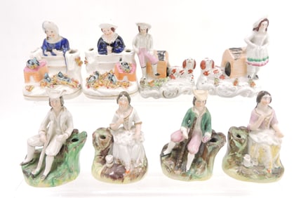 Staffordshire lot of 4 pair of