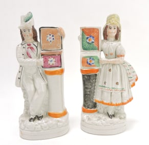 Staffordshire pair of figures, 9 1/2",