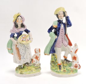 Staffordshire pair of figures of lady and