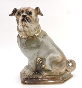 Staffordshire pug dog figure, 12"