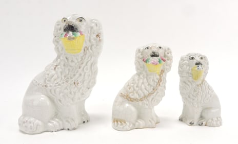 Staffordshire lot of 3 flower basket