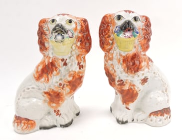 Staffordshire pair of flower basket