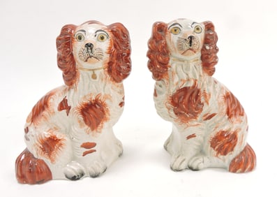 Staffordshire pair of #5 russet spaniels,