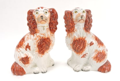 Staffordshire pair of #4 russet spaniels,
