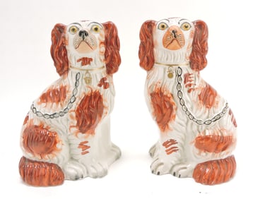 Staffordshire pair of #3 russet spaniels,