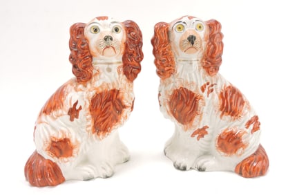 Staffordshire pair of #4 russet spaniels,