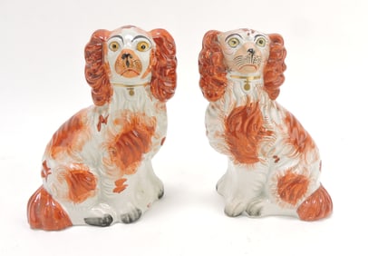 Staffordshire pair of #5 russet spaniels,