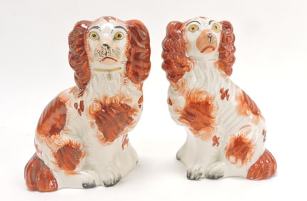 Staffordshire pair of #5 russet spaniels,