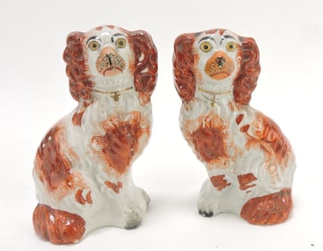 Staffordshire pair of #6 russet spaniels,