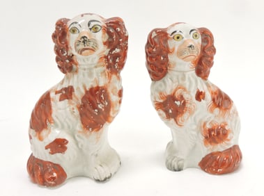 Staffordshire pair of #6 russet spaniels,