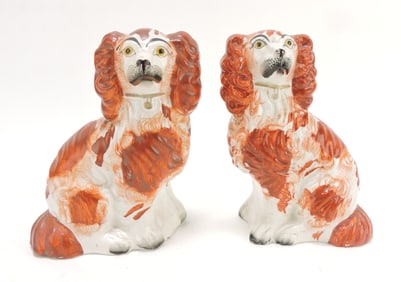 Staffordshire pair of russet spaniels,