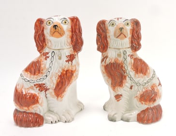 Staffordshire pair of russet spaniels,