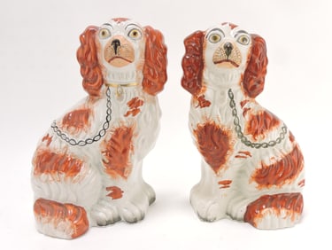 Staffordshire pair of #2 russet spaniels,