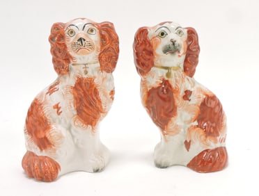 Staffordshire pair of russet spaniels,