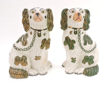 Staffordshire pair of #3 luster spaniels,