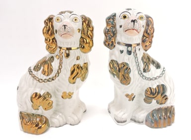 Staffordshire pair of #2 luster spaniels,