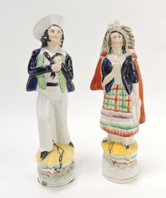 Staffordshire pair of figures, 9 1/2",
