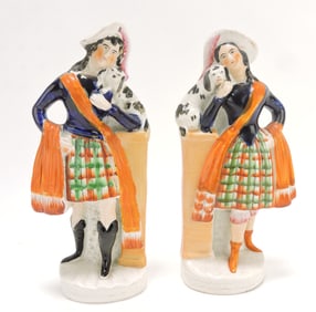 Staffordshire pair of figures, 9 1/2",
