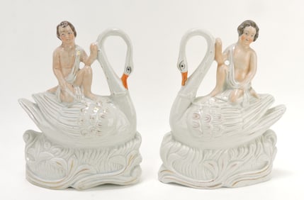 Staffordshire pair of figures of cherubs