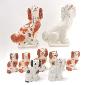 Staffordshire lot of 9 spaniels,