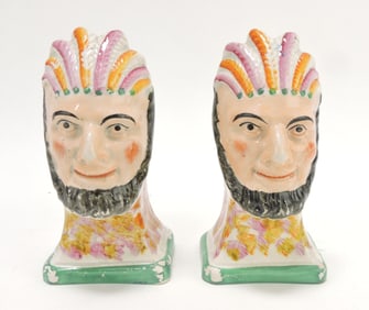 Staffordshire pair of Indian face