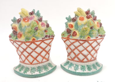 Staffordshire pair of flower basket